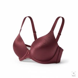 Vanity Fair Women 38C Wine Maroon Subtle Jacquard Detail 76380 Underwired Bra